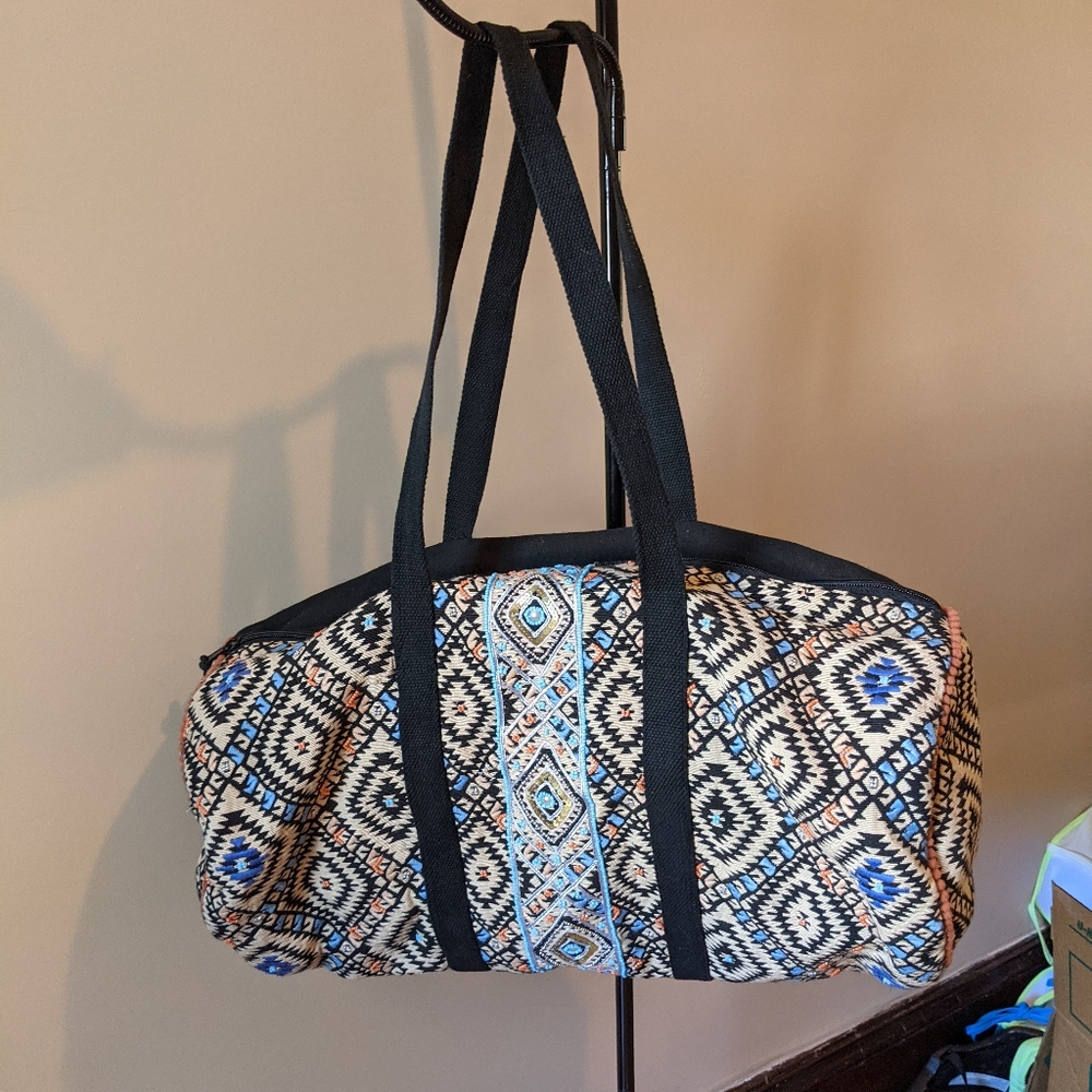 Embroidered duffle bag